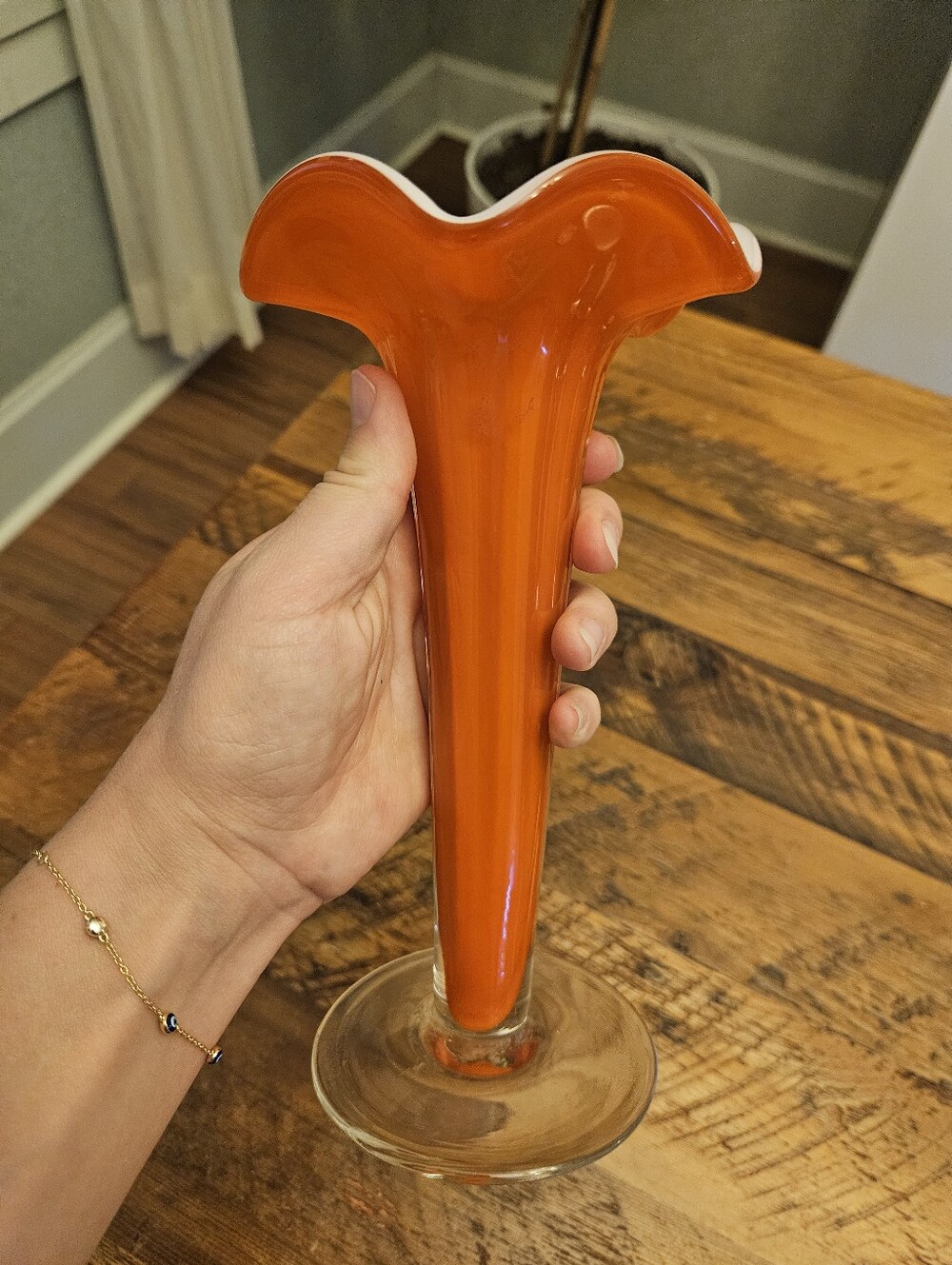 Vintage Fluted Glass Vase